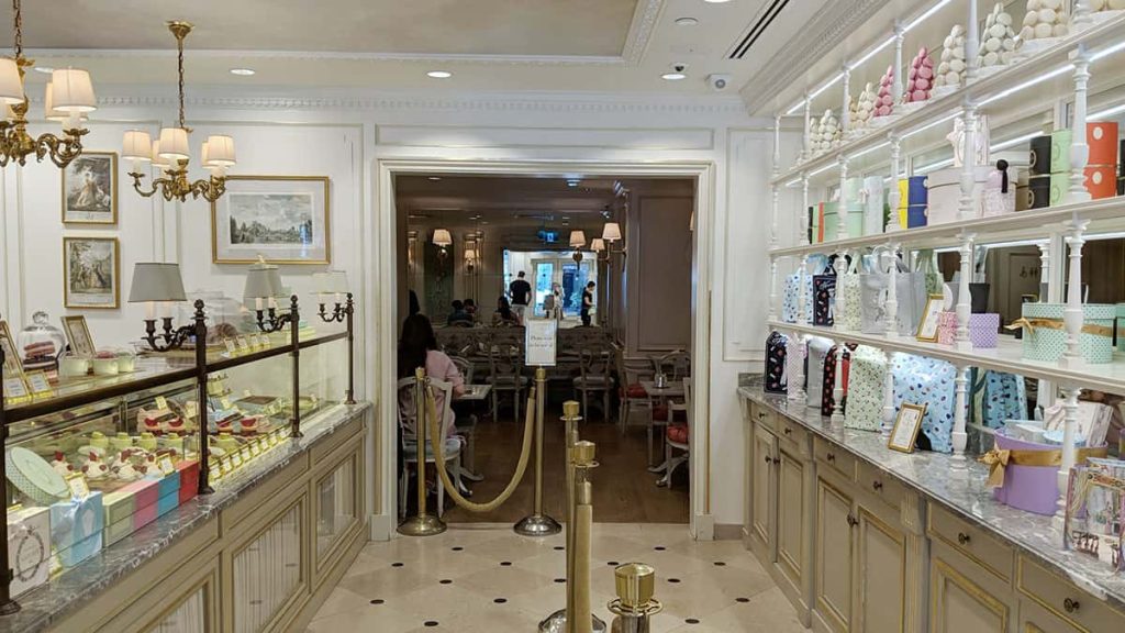 Laduree Vancouver front entrance leading to the tea salon. 
