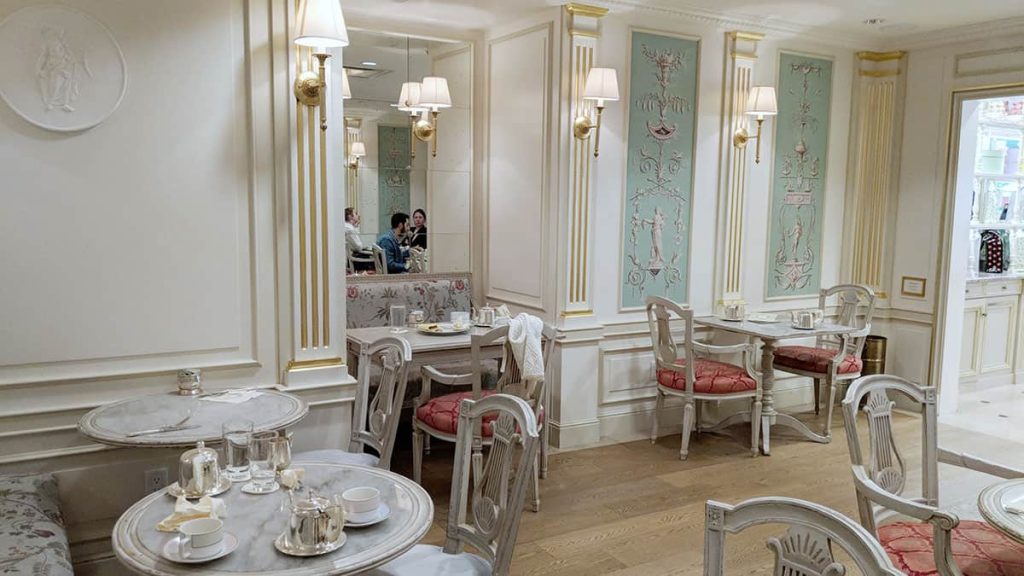 Inside the Parisian themed tea salon. 