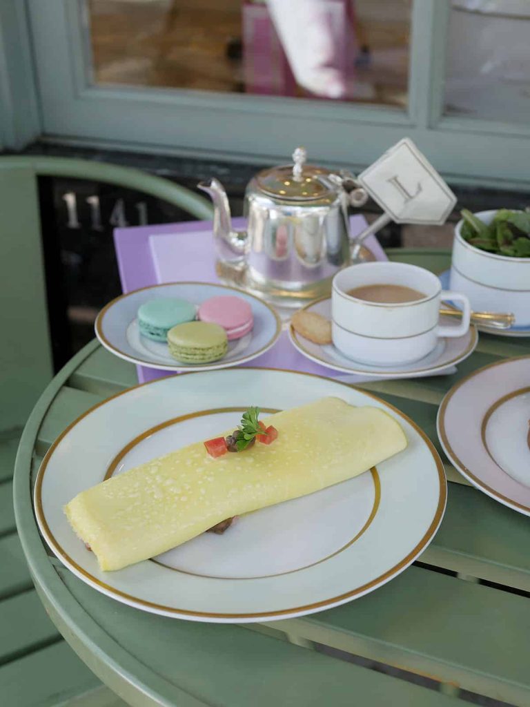 New Laduree brunch omelette on a table.