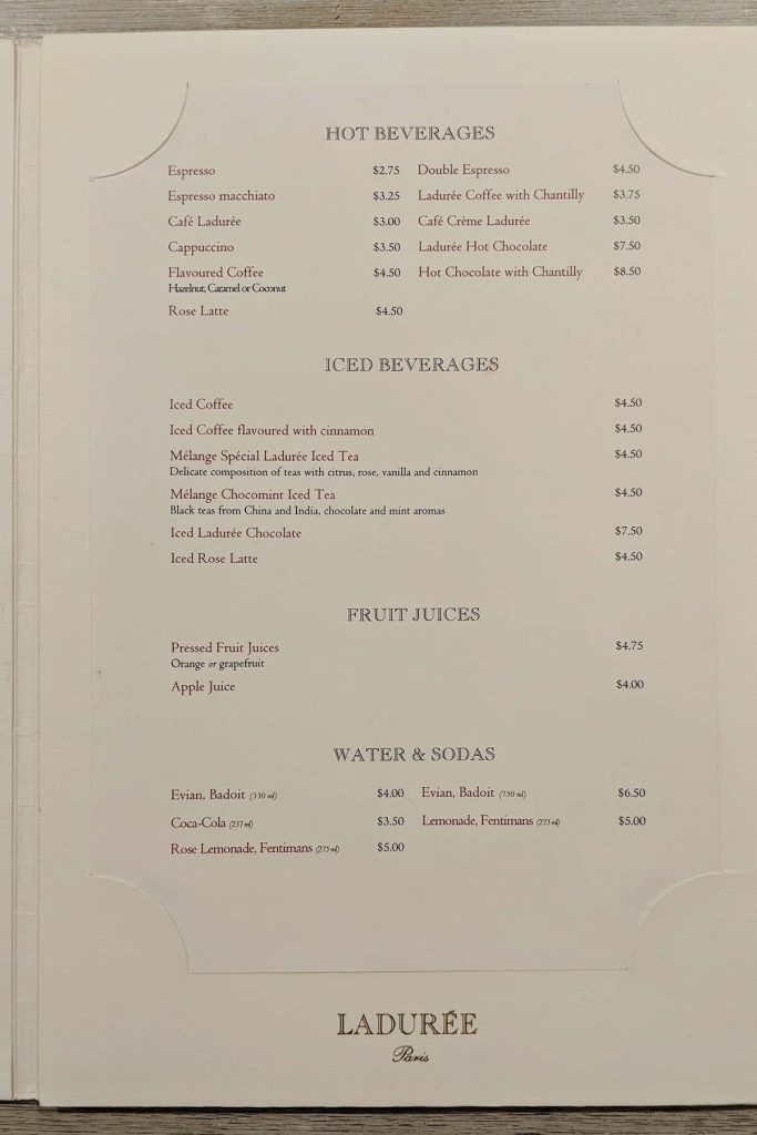 Laduree Canada brunch menu