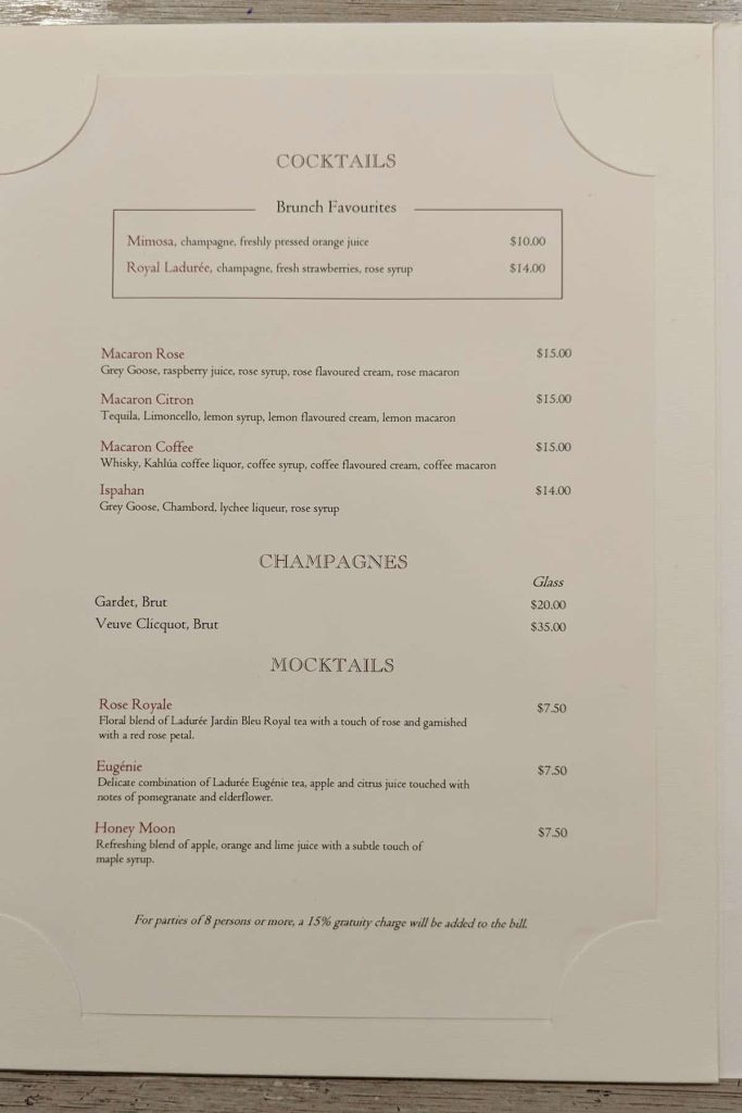 Laduree Canada brunch menu