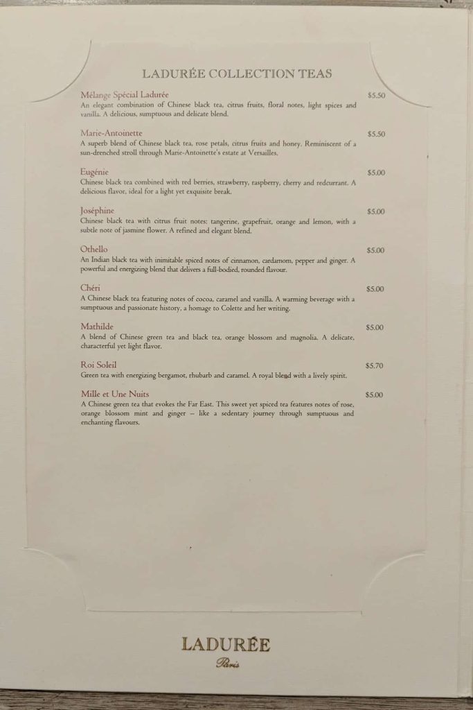 Laduree Canada brunch menu