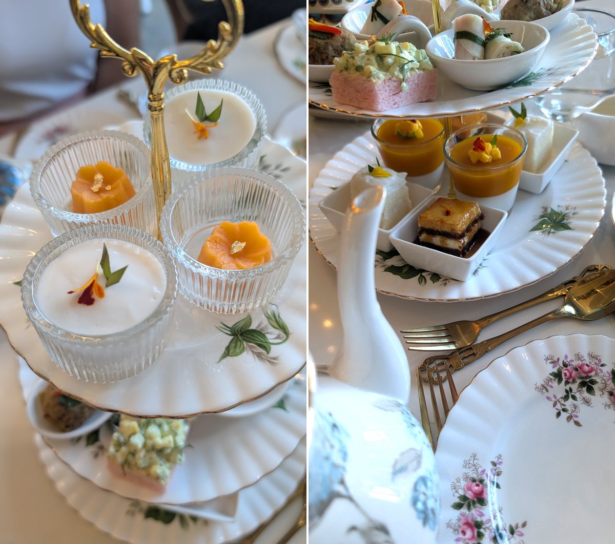 Close up of the desserts of the afternoon tea set. 